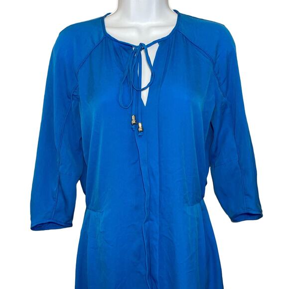 Diane Von Furstenberg Apona Silk Blend Tunic Dress In Electric Blue DVF Size 6 - Picture 5 of 16